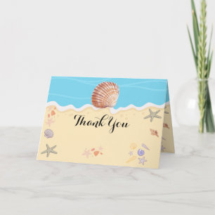 Tarjeta De Agradecimiento Boda de verano minimalista en el océano azul