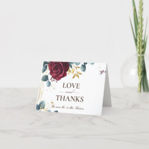 Tarjeta De Agradecimiento Boda de verano moderno Boho Red Rose Spring