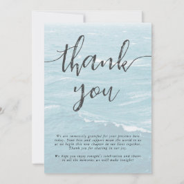Tarjeta De Agradecimiento Boda de verano por el océano oscuro ondulado azul