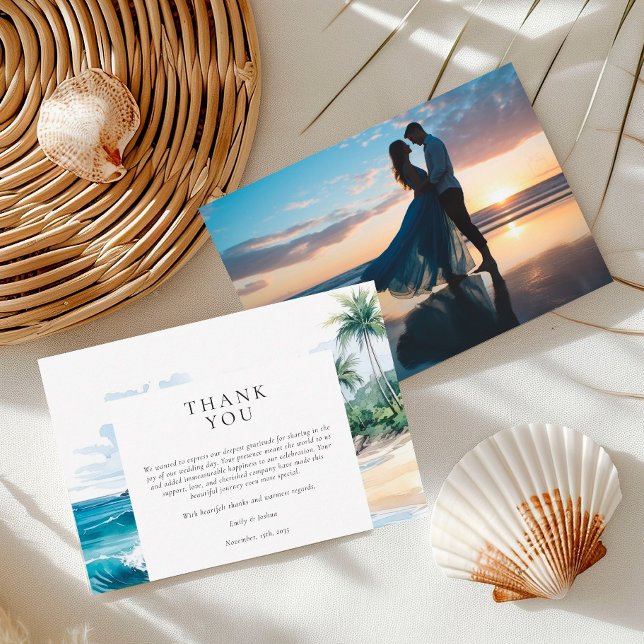 Tarjeta De Agradecimiento Boda de verano tropical de playa (Subido por el creador)