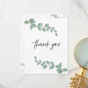 Tarjeta De Agradecimiento Boda de Verde Eucalipto