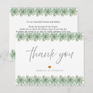 Tarjeta De Agradecimiento Boda de Verde Eucalipto