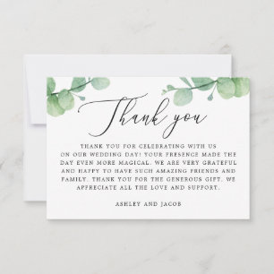 Tarjeta De Agradecimiento Boda de Verde Eucalipto Jardín Botánico