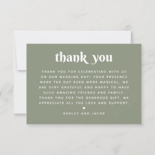 Tarjeta De Agradecimiento Boda de Verde Salvia Suave Naturaleza Moderna y