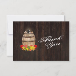 Tarjeta De Agradecimiento Boda de viñedos de barril de vino de otoño