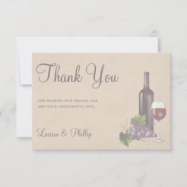 Tarjeta De Agradecimiento Boda de viñedos de vino ruso (Anverso)