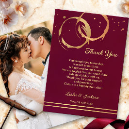 Tarjeta De Agradecimiento Boda de vino de oro festivo
