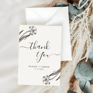 Tarjeta De Agradecimiento Boda de Wildflower Boho de escritura moderna