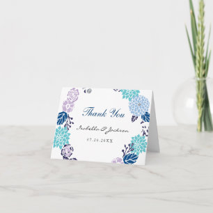 Tarjeta De Agradecimiento Boda de Wreath morado y azul de los jardines