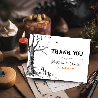 Tarjeta De Agradecimiento Boda del árbol de Halloween de Todos los Santos