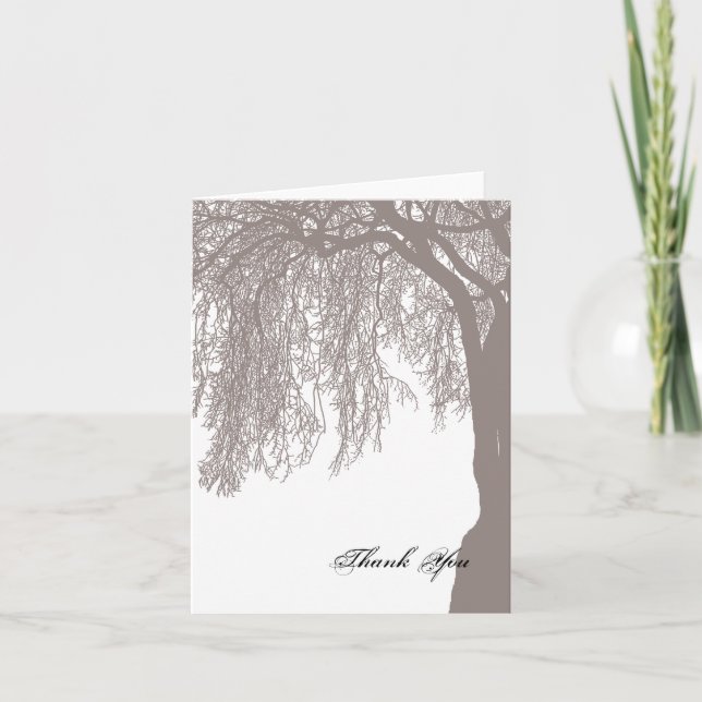 Tarjeta De Agradecimiento Boda del árbol de sauce llorón (Anverso)