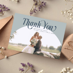 Tarjeta De Agradecimiento Boda del arco azul de pizarra Gracias