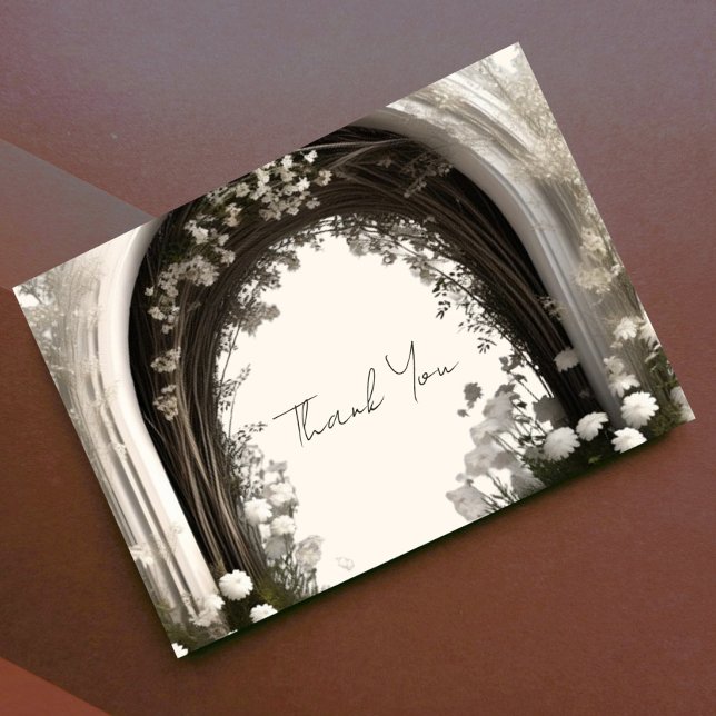 Tarjeta De Agradecimiento Boda del Arco Botánico Romántico Boho (Romantic Boho Botanical Arch Wedding Thank You Card)