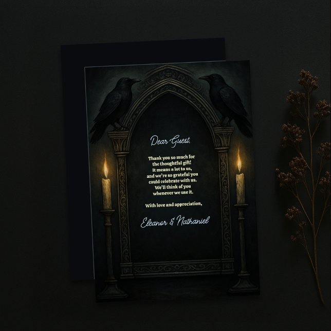 Tarjeta De Agradecimiento Boda del Arco de Velas del Raven Gótico (Subido por el creador)