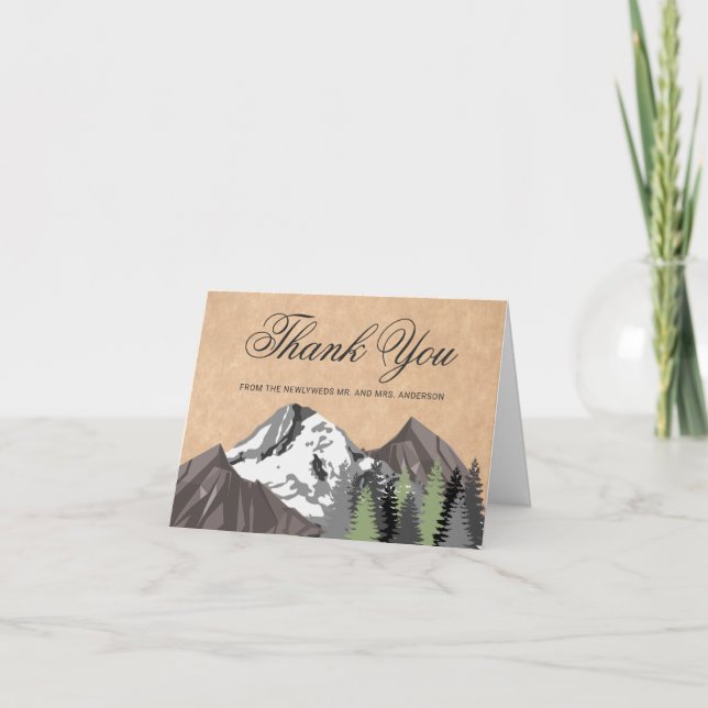 Tarjeta De Agradecimiento Boda del Bosque de la Montaña Rustic (Anverso)