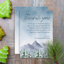 Tarjeta De Agradecimiento Boda del Bosque de Montaña Snowy de Invierno