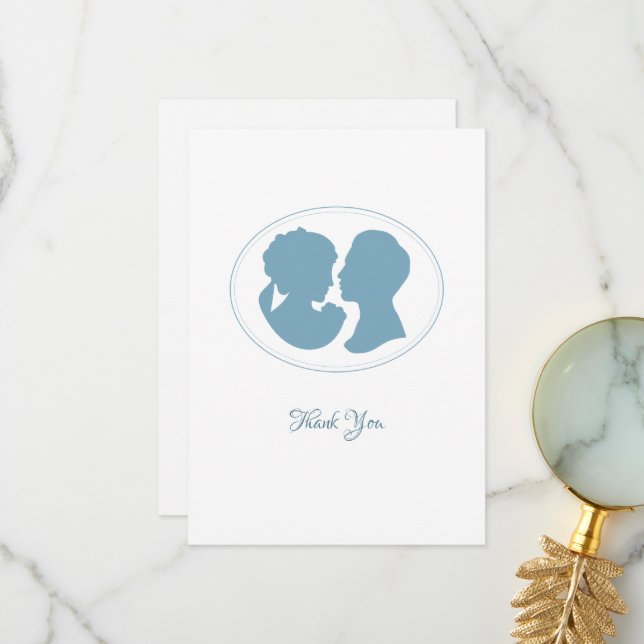 Tarjeta De Agradecimiento Boda del Cameo Azul de Regencia Clásica (Anverso/Reverso In Situ)