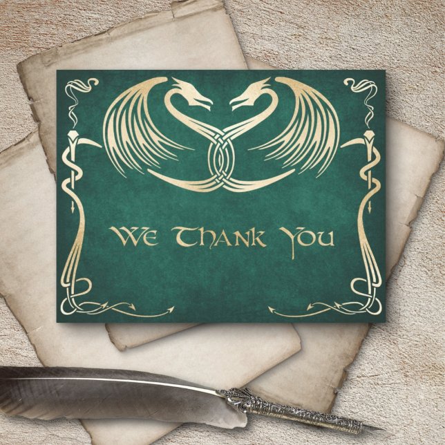 Tarjeta De Agradecimiento Boda del Dragón Viking Celtic (Subido por el creador)