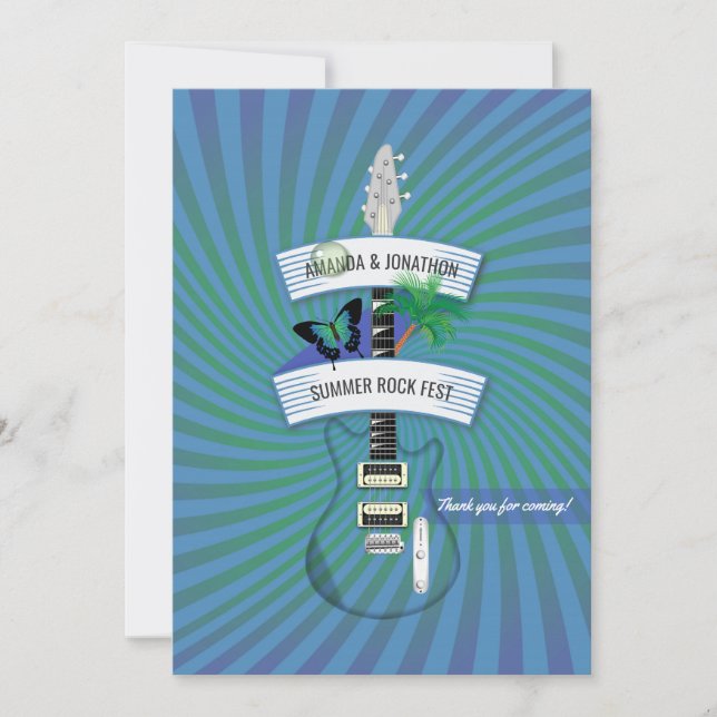 Tarjeta De Agradecimiento Boda del Festival de Rock de Verano (Anverso)