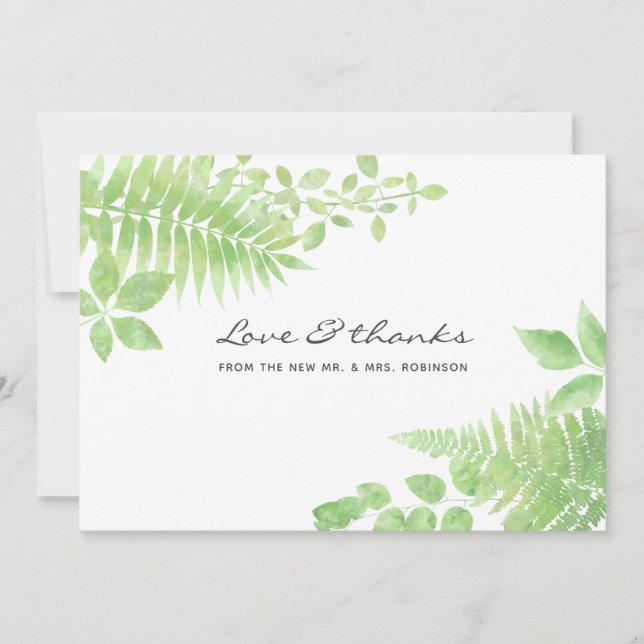Tarjeta De Agradecimiento Boda del follaje acuático de la vegetación (Anverso)