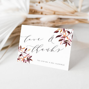 Tarjeta De Agradecimiento Boda del follaje de Harvard Gracias