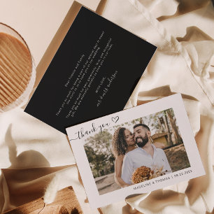 Tarjeta De Agradecimiento Boda del guión gráfico simple del Boho negro otoño