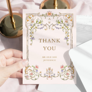 Tarjeta De Agradecimiento Boda del marco floral de la Gracia Ornate Victoria