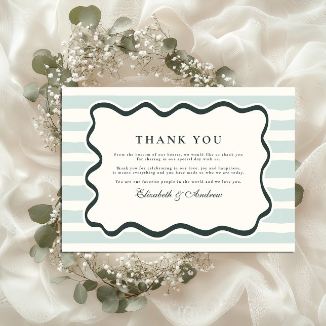 Tarjeta De Agradecimiento Boda del marco ondulado retro (Subido por el creador)