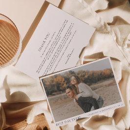Tarjeta De Agradecimiento Boda del mejor día de la foto simple