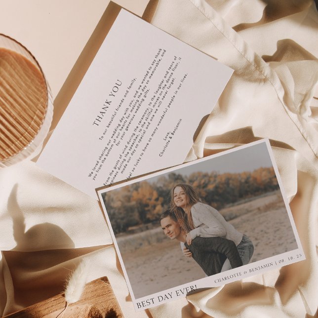 Tarjeta De Agradecimiento Boda del mejor día de la foto simple (Subido por el creador)
