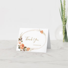 Tarjeta De Agradecimiento Boda del Naranja de Boho Fall Floral