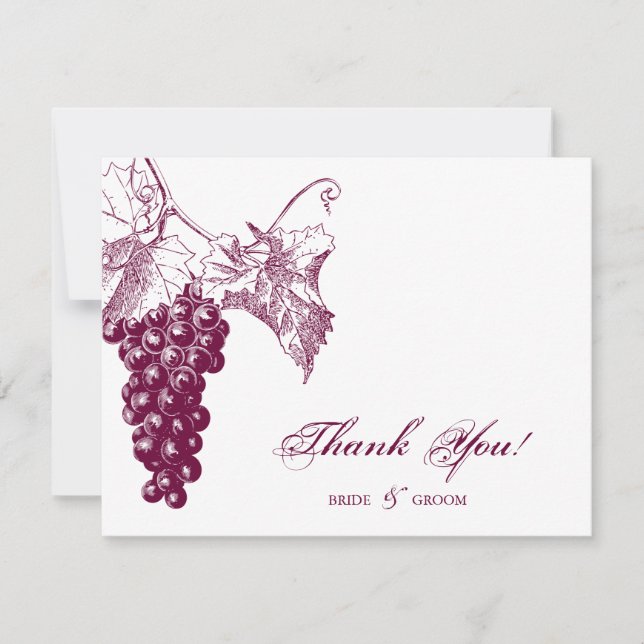Tarjeta De Agradecimiento Boda del país vinícola (Anverso)