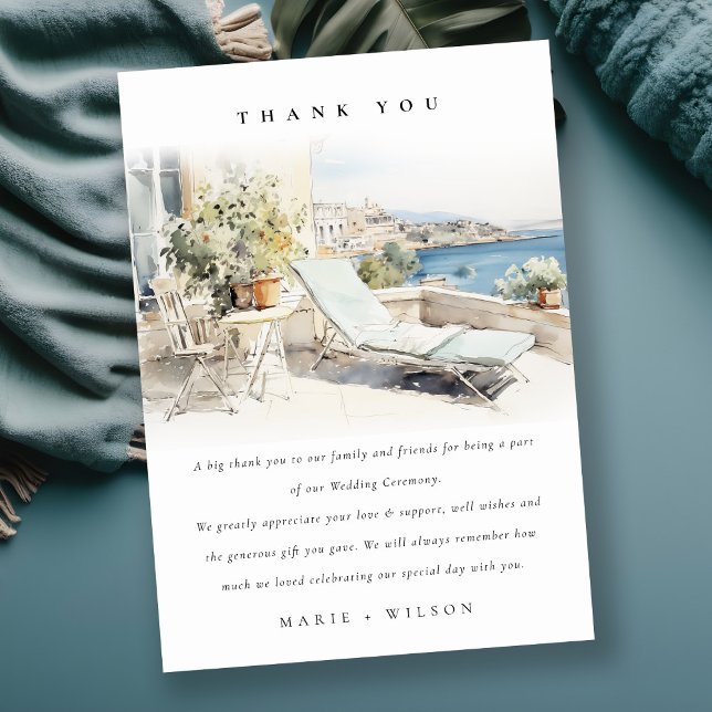 Tarjeta De Agradecimiento Boda del paisaje acuático de Curfu Grecia (Subido por el creador)