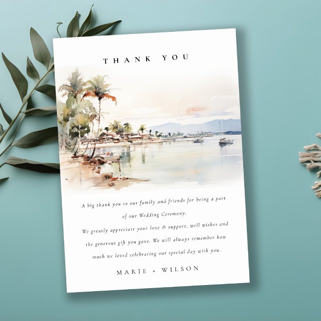 Tarjeta De Agradecimiento Boda del paisaje acuático de Montego Bay Jamaica (Subido por el creador)