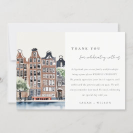 Tarjeta De Agradecimiento Boda del paisaje del canal holandés de Ámsterdam