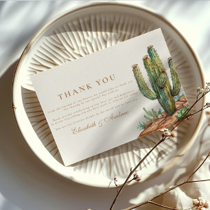 Tarjeta De Agradecimiento Boda del paisaje del desierto de Cactus en color d