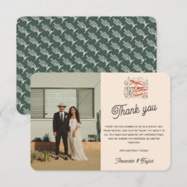 Tarjeta De Agradecimiento Boda del paisaje del desierto del Cactus retro en 