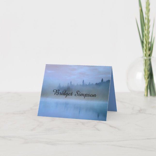 Tarjeta De Agradecimiento boda del paisaje forestal azul polvoriento (Anverso)