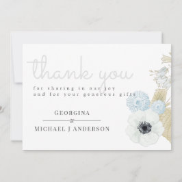 Tarjeta De Agradecimiento Boda del presupuesto de la Marina Blanca Azul Dust