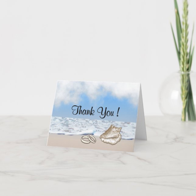 Tarjeta De Agradecimiento Boda del tema de la playa Gracias Blank Inside (Anverso)