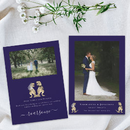 Tarjeta De Agradecimiento Boda del tema de los dinosaurios foto marina azul 