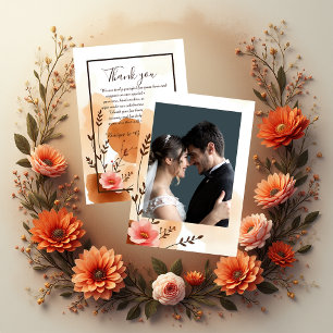 Tarjeta De Agradecimiento Boda Delicate Peach Autumn Florals