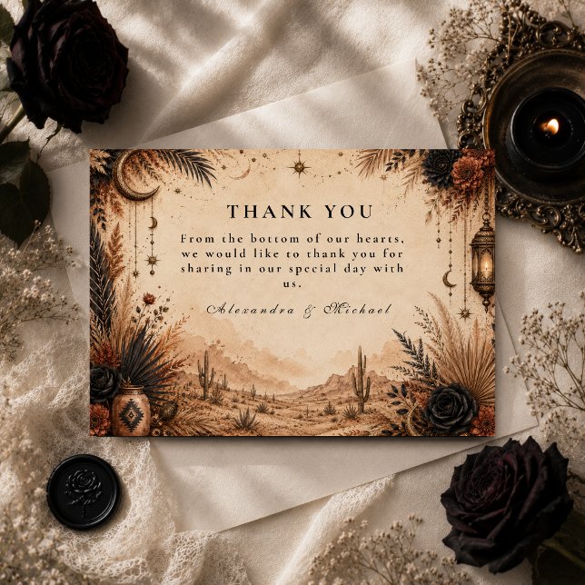 Tarjeta De Agradecimiento Boda Desértica Boho Góthica (Subido por el creador)