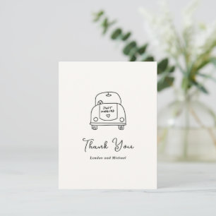Tarjeta De Agradecimiento Boda Dibujada a Mano Doodle Moderno