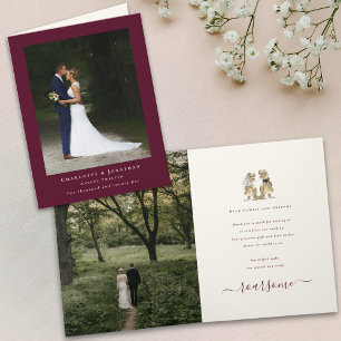 Tarjeta De Agradecimiento Boda Dinosaurio Burgundy Agradecimientos Foto Mode