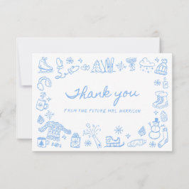 Tarjeta De Agradecimiento Boda Divertida de Invierno Dibujada a Mano