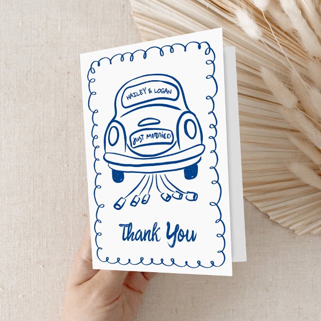 Tarjeta De Agradecimiento Boda divertido caprichoso e ilustrado de autos (Subido por el creador)