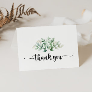 Tarjeta De Agradecimiento Boda doblado de eucalipto caligrafía minimalista
