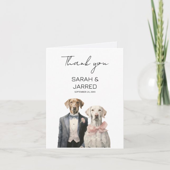 Tarjeta De Agradecimiento Boda Dogs Bride & Groom (Anverso)
