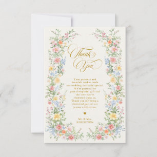 Tarjeta De Agradecimiento Boda dorada de jardín de primavera ornado con past